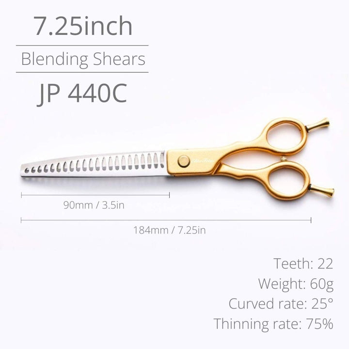 ElitePop™ | 7.25″ Curved Blender (Chunker) - Dog Grooming Scissors - EliteTrim Grooming