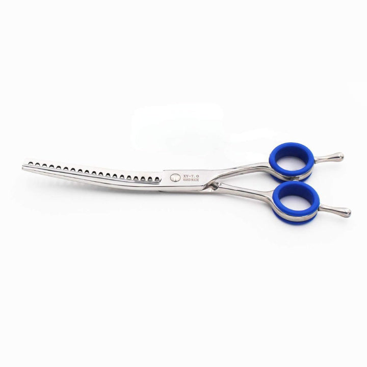 FeatherFlow™ | 7.0" Curved Blender (Chunker) - 5 Colors - Dog Grooming Scissors - EliteTrim Grooming
