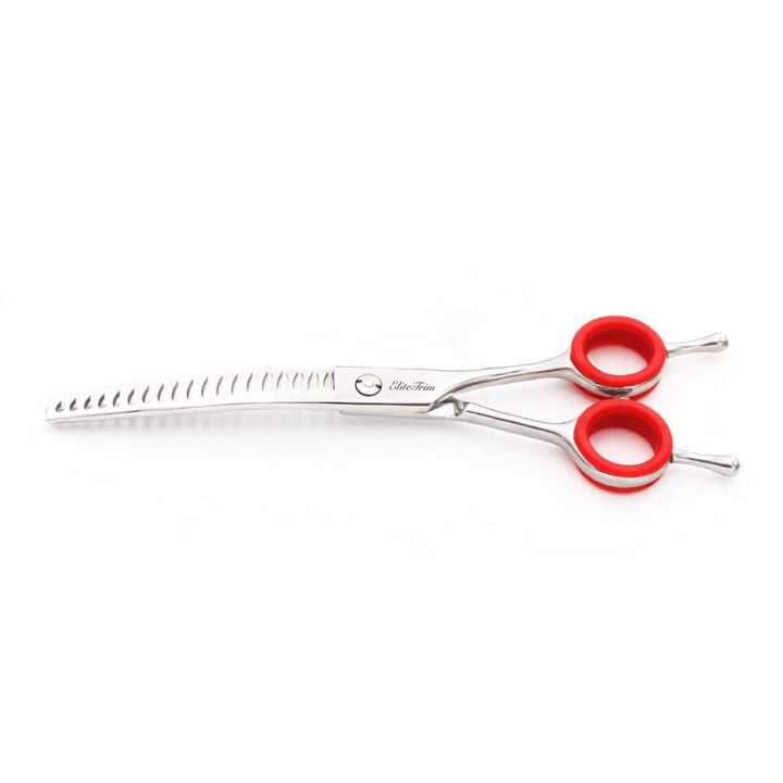 FeatherFlow™ | 7.0" Curved Blender (Chunker) - 5 Colors - Dog Grooming Scissors - EliteTrim Grooming