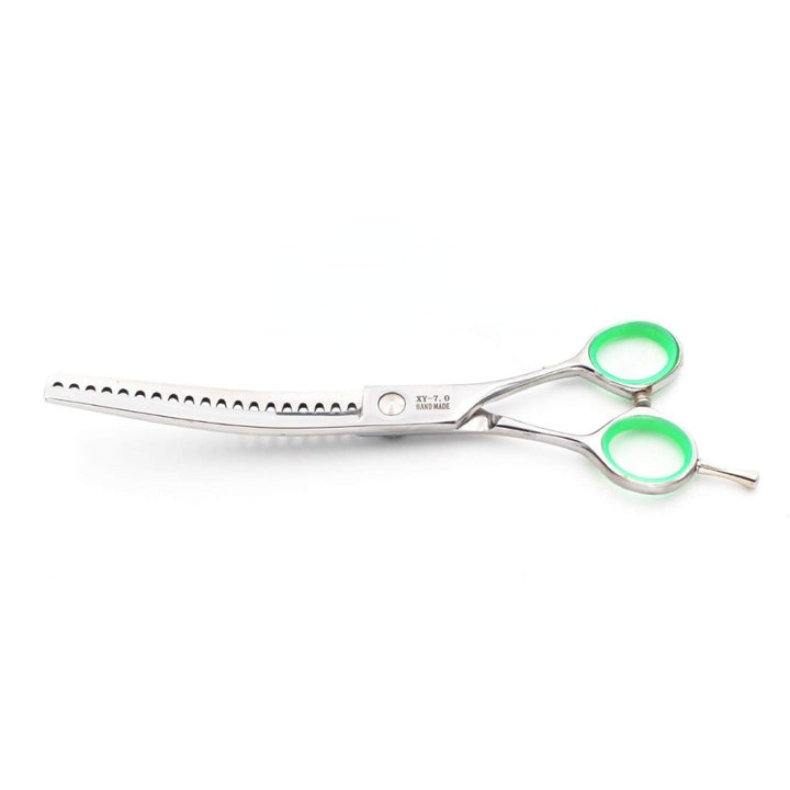 Green‑Gem™ | 7.0" Curved Blender (Chunker) - Dog Grooming Scissors - EliteTrim Grooming