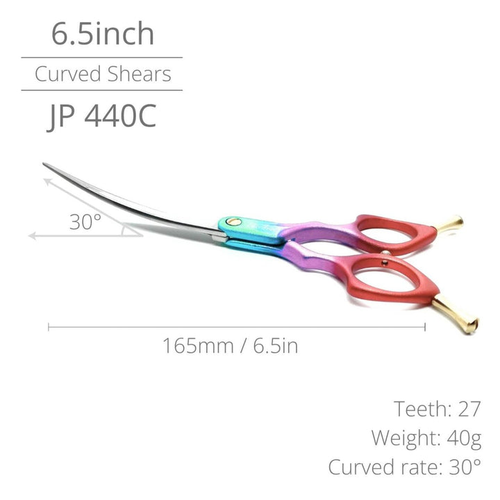 RainbowX™ | 6.5" Superlight Curved Shears - Dog Grooming Scissors - EliteTrim Grooming