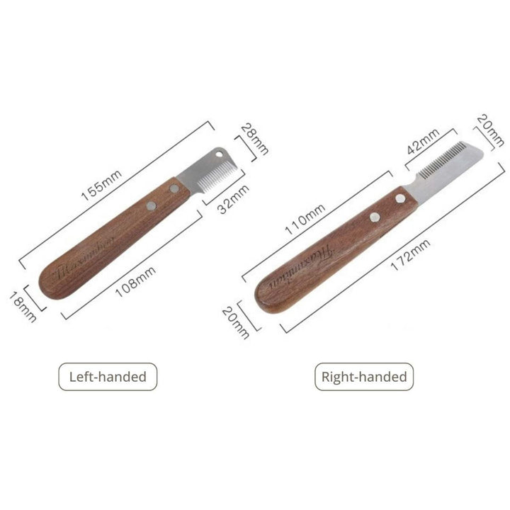 Walnut Dog Stripping Knife - Dog Brush - EliteTrim Grooming